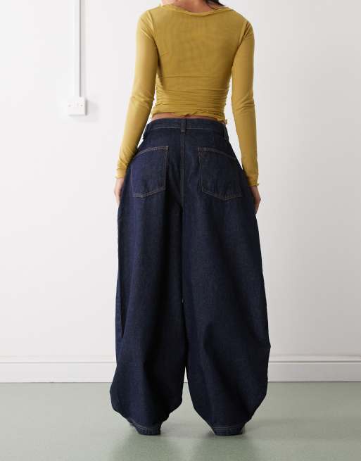 COLLUSION baggy pleated jean in blue rinse, 3 of 5