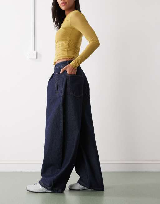 COLLUSION baggy pleated jeans in blue rinse, 2 of 5