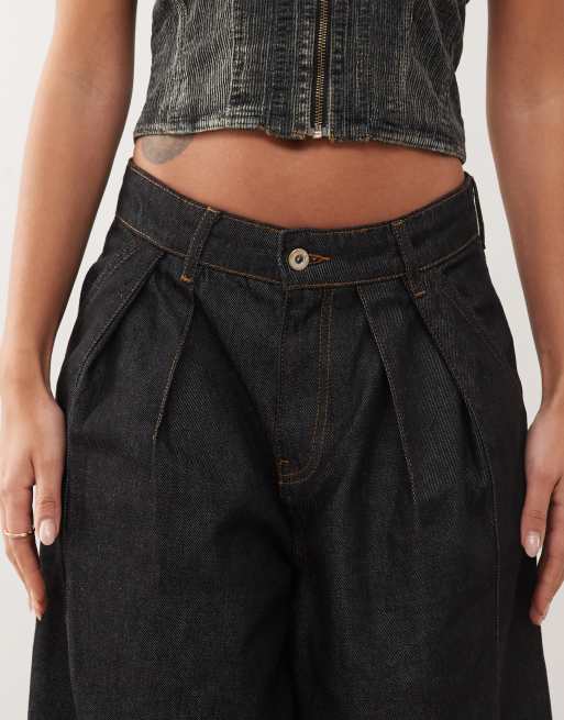 Pleated Baggy Jean Charcoal store Wash