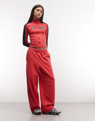 Collusion Baggy Raw Hem Jogger In Red