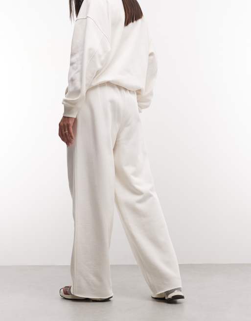 COLLUSION baggy raw hem trackies in ecru (Part of a set), 5 of 5