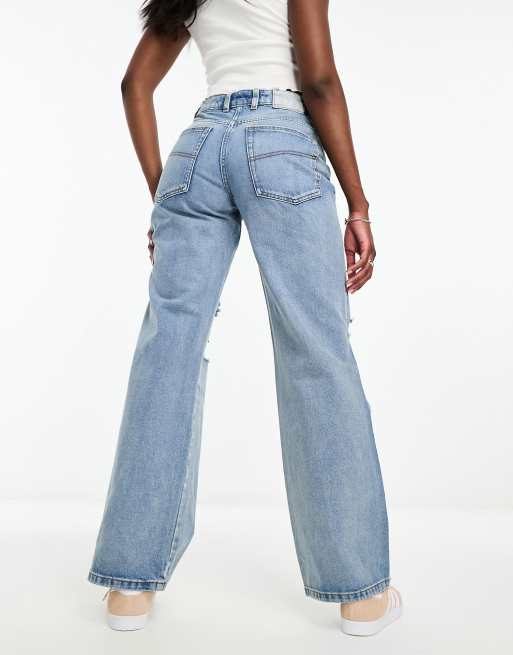 Women's High Rise Wide Leg Blue Jeans