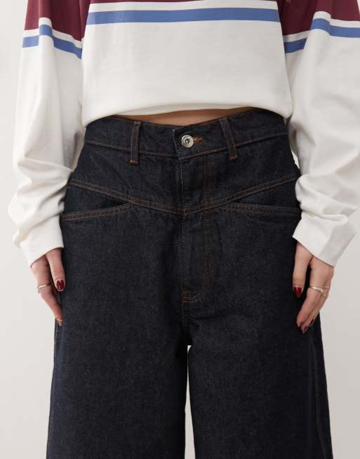 【KOOLOSET】Paneled Incision Wide Denim Paneled Incision Wide Denim (2color) - kooloset