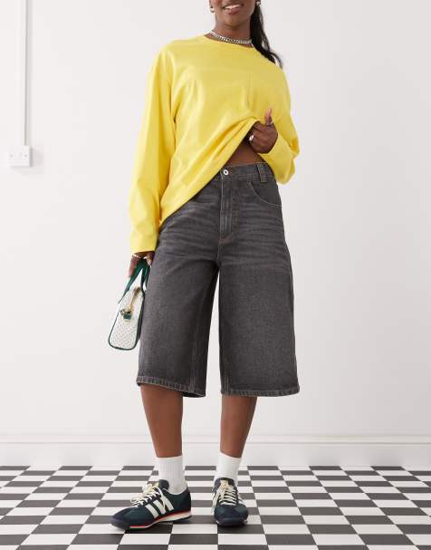 COLLUSION baggy skater jorts in washed black - view 1