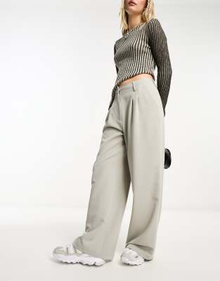 COLLUSION baggy tailored trouser in stone