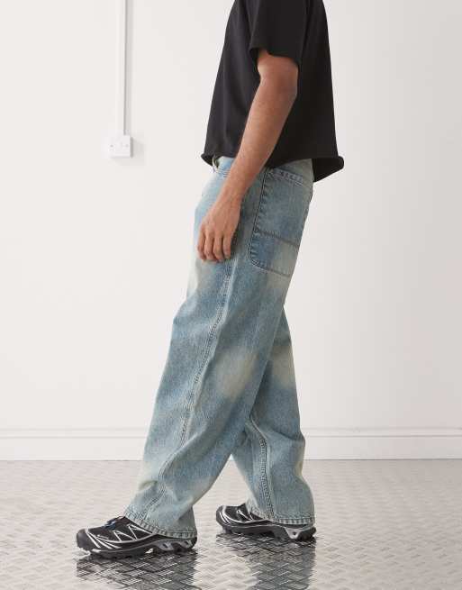 COLLUSION baggy tie dye jean in blue, 2 of 5