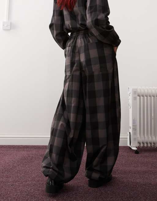 COLLUSION baggy pants in gray plaid - part of a set