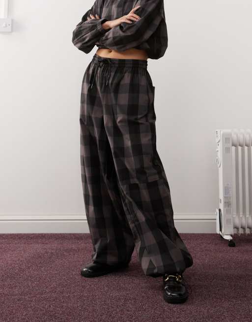 COLLUSION baggy pants in gray plaid - part of a set