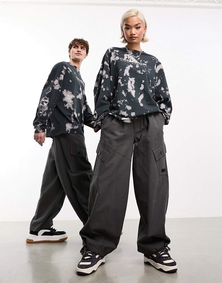 baggy utility pants in charcoal-Green