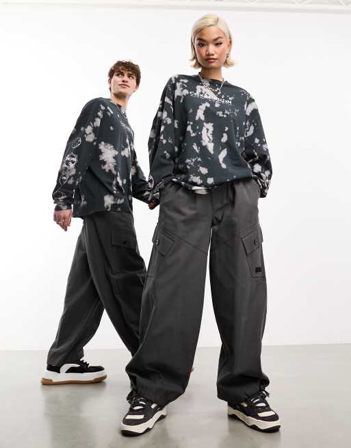 COLLUSION baggy utility pants in charcoal