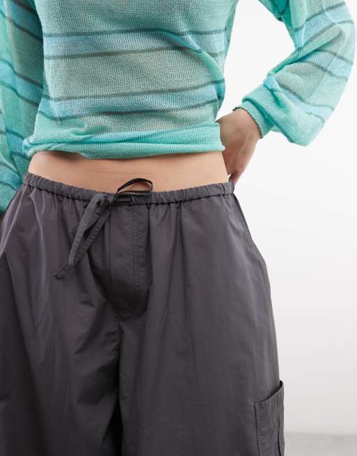COLLUSION balloon leg pant with tie waist in charcoal, 3 of 5