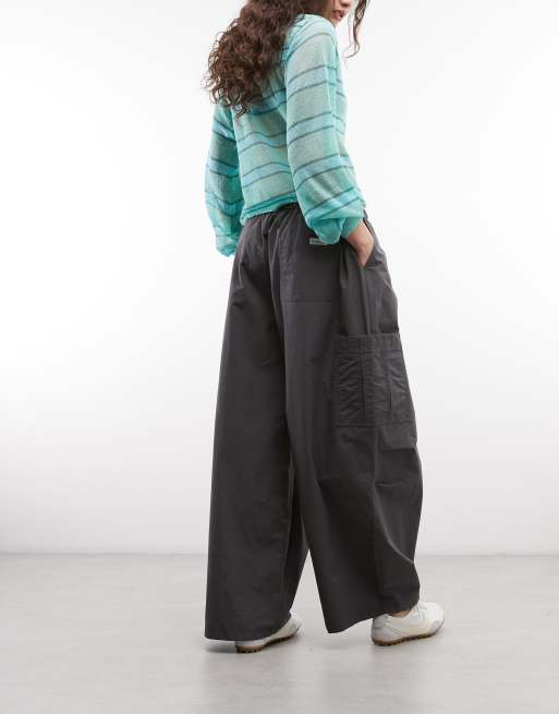 COLLUSION balloon leg pant with tie waist in charcoal, 5 of 5