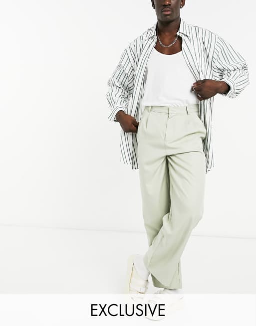 COLLUSION balloon leg pants in pale khaki set