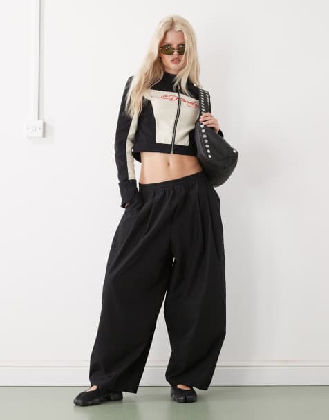 COLLUSION balloon leg trouser in black - view 1