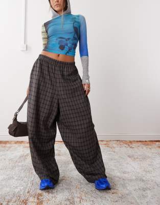 Collusion Balloon Pant In Check Print-multi