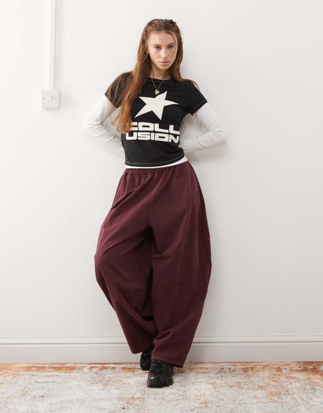 COLLUSION balloon pants in burgundy | ASOS