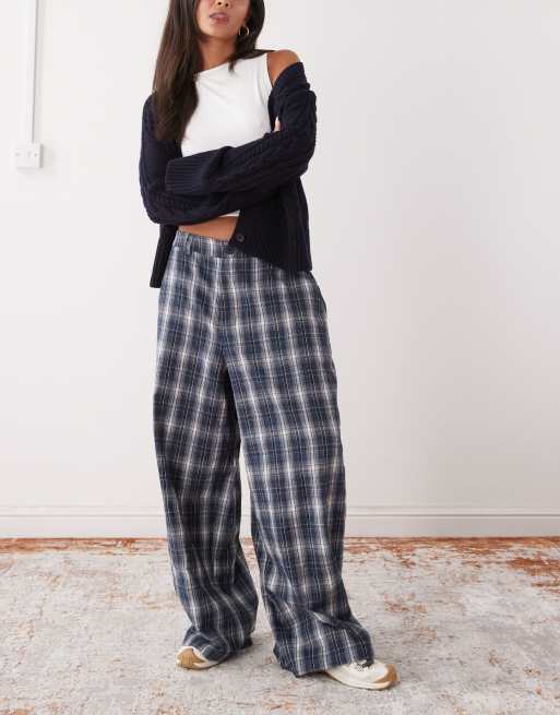 COLLUSION balloon pants in multi plaid