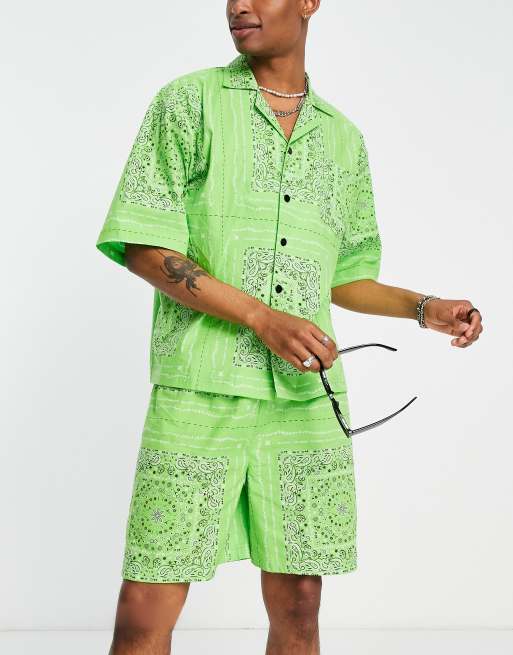 COLLUSION bandana print shirt & shorts in green co-ord | ASOS