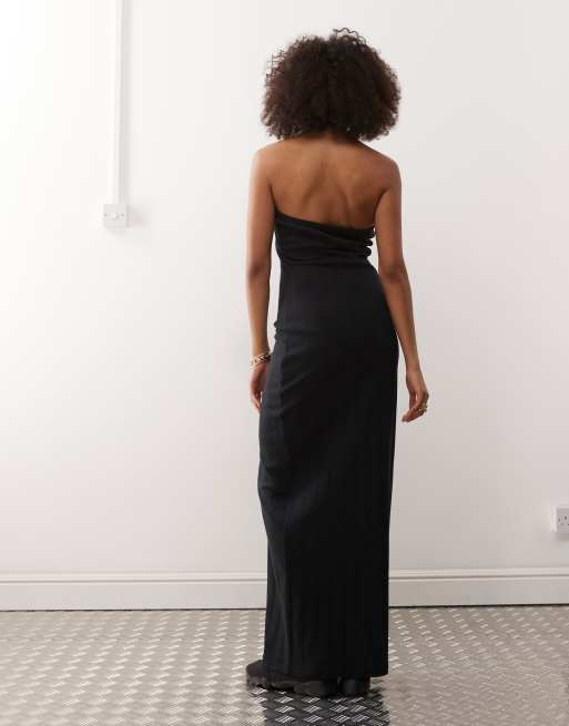 COLLUSION Bandeau Maxi Dress in Black Pointelle