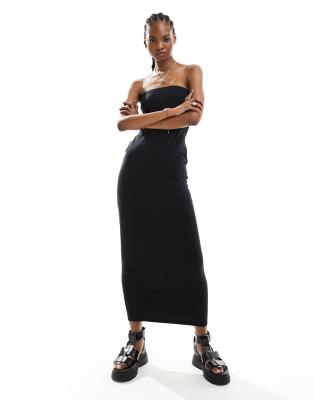 COLLUSION bandeau maxi dress in black