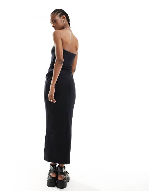 COLLUSION bandeau maxi dress in black