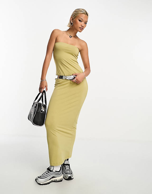 Collusion - bandeau maxi dress in olive