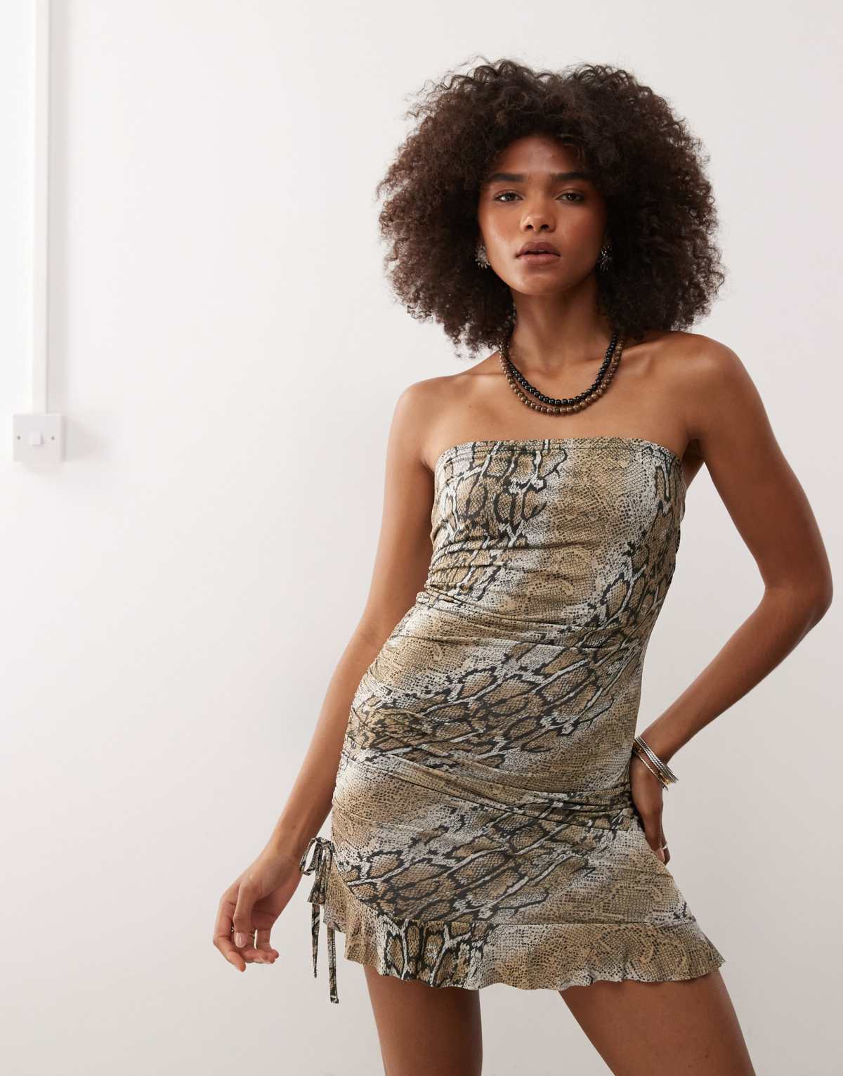 COLLUSION bandeau mini dress in snake print