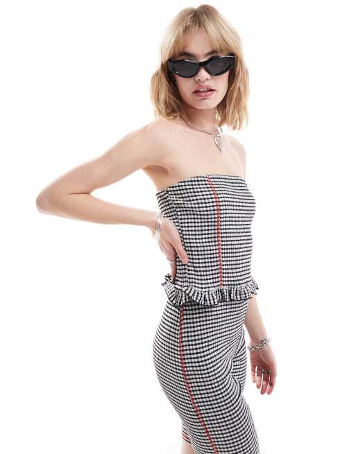 COLLUSION - Bandeau top met gingham ruit, deel van co-ord set