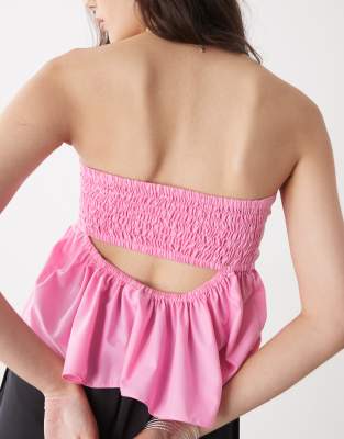 Collusion Bandeau Top With Shirred Back Strap