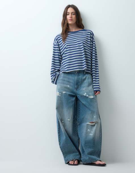 COLLUSION X006&nbsp;XL balloon low rise jean in worn wash