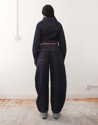 Collusion Barrel Jeans With Turn Up Hem In Blue