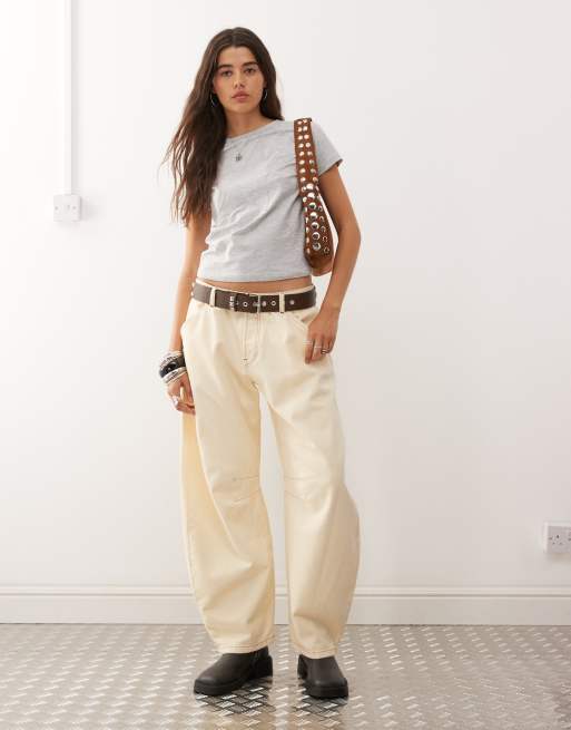 COLLUSION barrel leg jeans in buttermilk yellow (Part of a set)