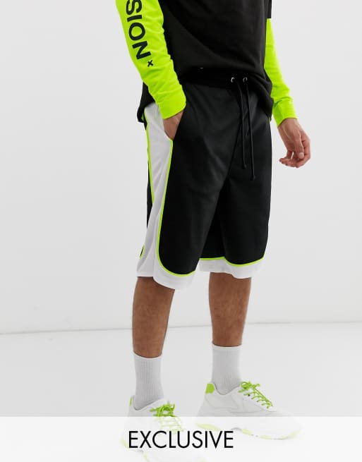 Men's Active Sports Shorts with Neon Piping