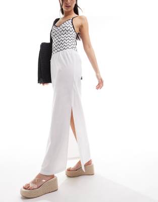 Collusion COLLUSION beach linen maxi skirt with bow in white