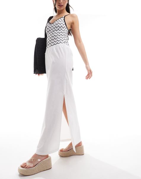 COLLUSION beach linen maxi skirt with bow in white - view 1