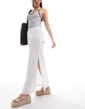 [Collusion] COLLUSION beach linen maxi skirt with bow in white L white