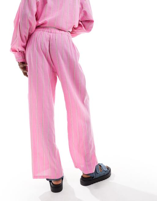 COLLUSION beach linen mix straight leg boxer waist pants in