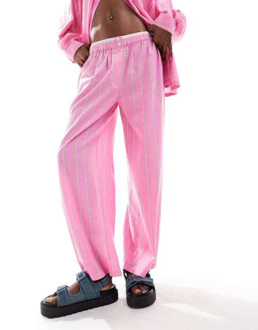 【SHALOM】STRETCHING PLEATS PANTS PINK [関税・送料込み] COLLUSION beach linen mix straight leg boxer waist pants in