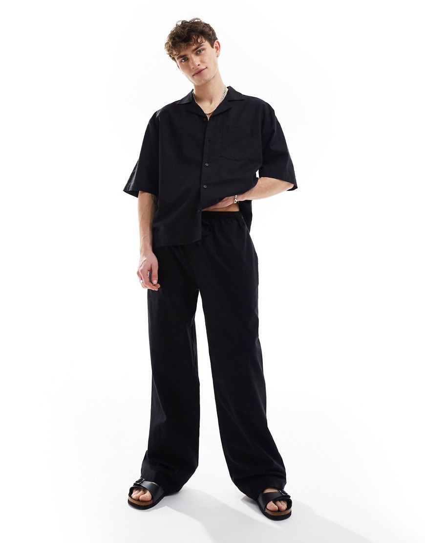 COLLUSION beach linen trouser in black
