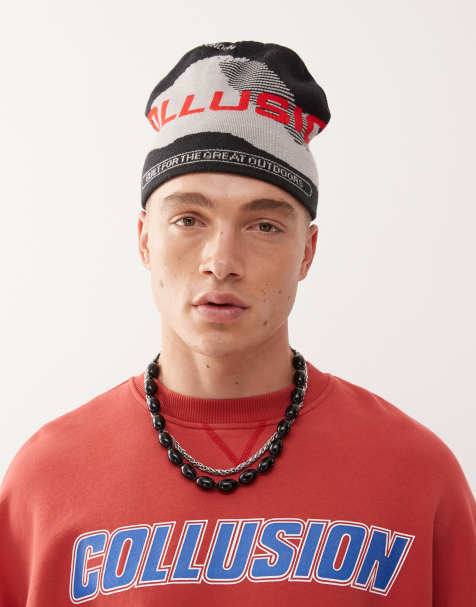 COLLUSION - Beanie met bergprint in zwart - view 1