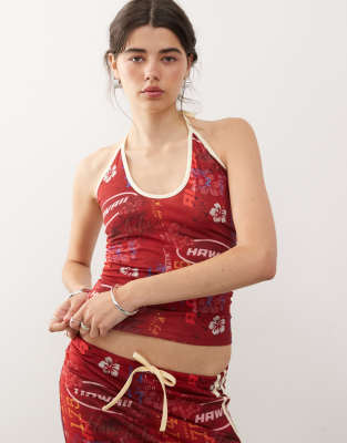 COLLUSION - Bedrucktes One-Shoulder-Oberteil mit verstellbarem Bindeband, Kombiteil-Bunt