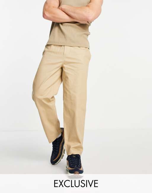 COLLUSION - Beige bukser med skater-pasform i twill