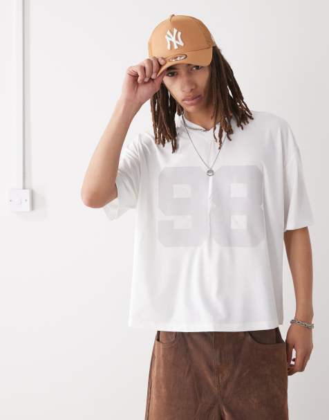 COLLUSION - Beige sportstrøje med college-design i airtex-stof - view 1