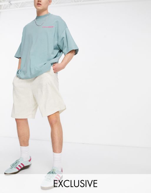 COLLUSION – Beigefärgade basketshorts i frotté, del av set