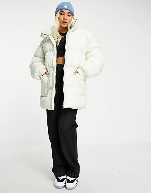  COLLUSION belted puffer jacket ecru 