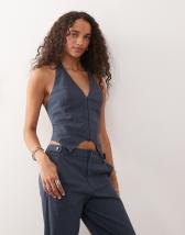 COLLUSION tailored fitted vest corset in black