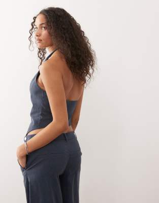 Collusion Bengaline Fitted Vest In Blue