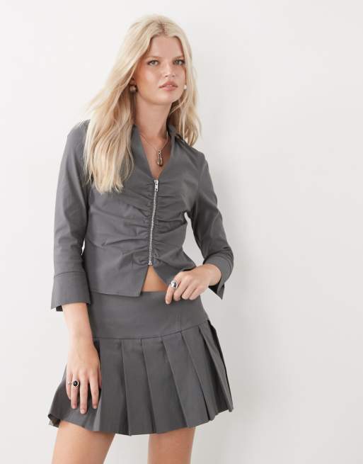 COLLUSION bengaline mini kilt co-ord in grey