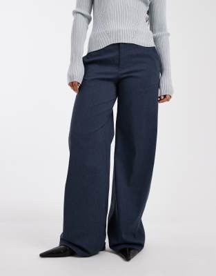 Collusion Bengaline Tailored Low Rise Pants In Blue