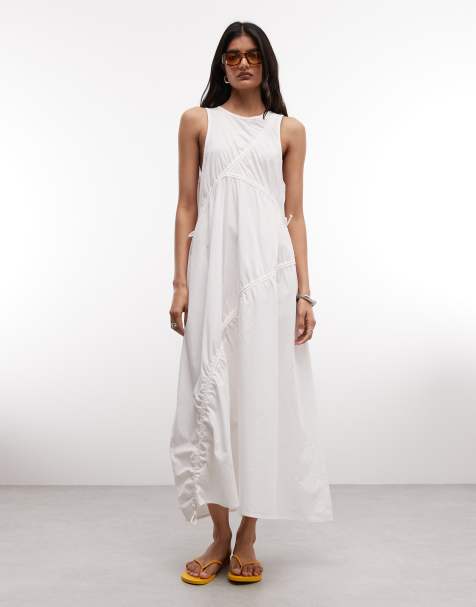 COLLUSION – Biała luźna sukienka mini ściągana na sznurek - view 1